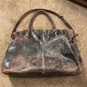 BED STU ROCKAWAY STITCH-DETAILS DISTRESSED SATCHEL BAG LEATHER